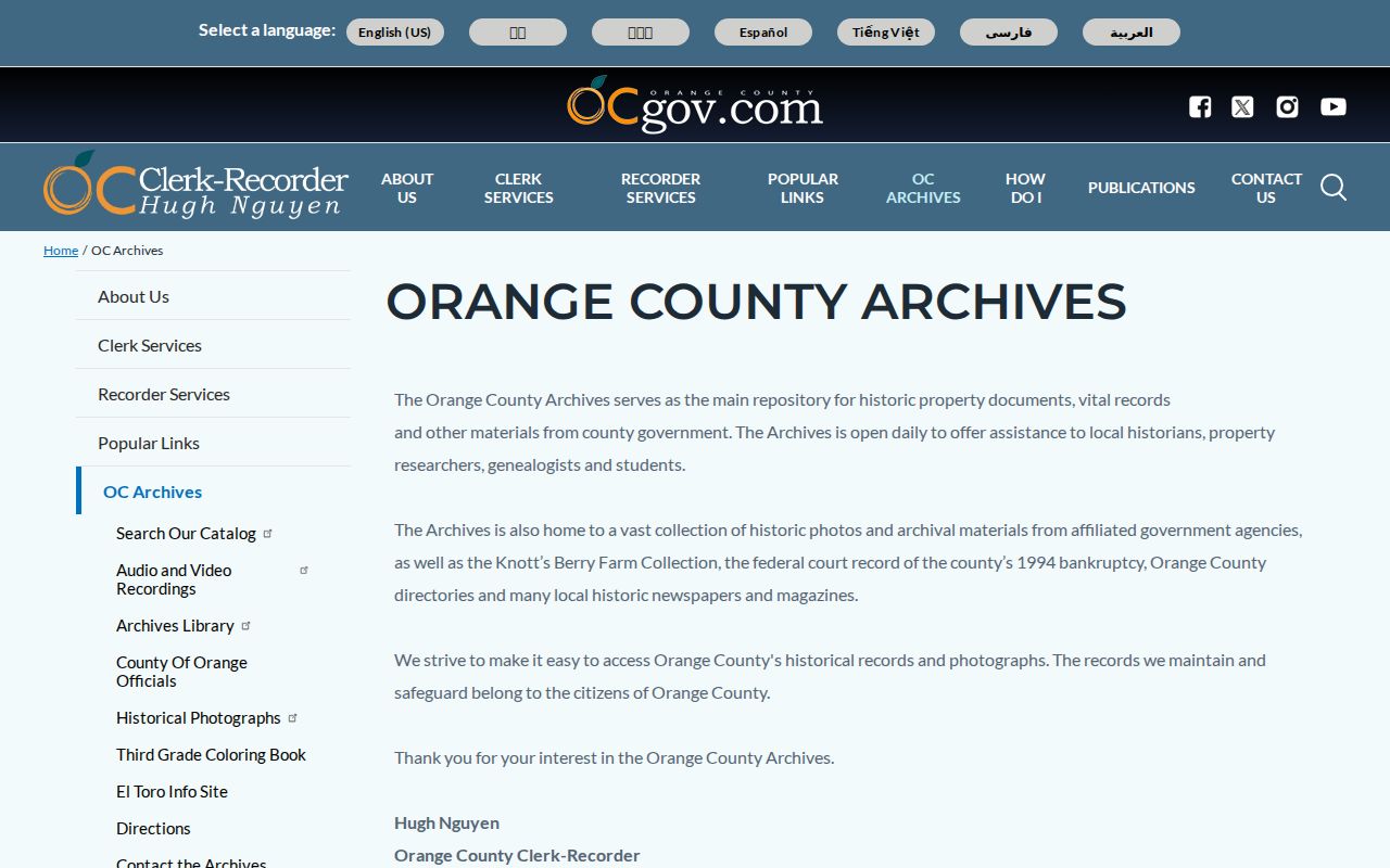 San Juan Capistrano city directory Orange County Archives holdings