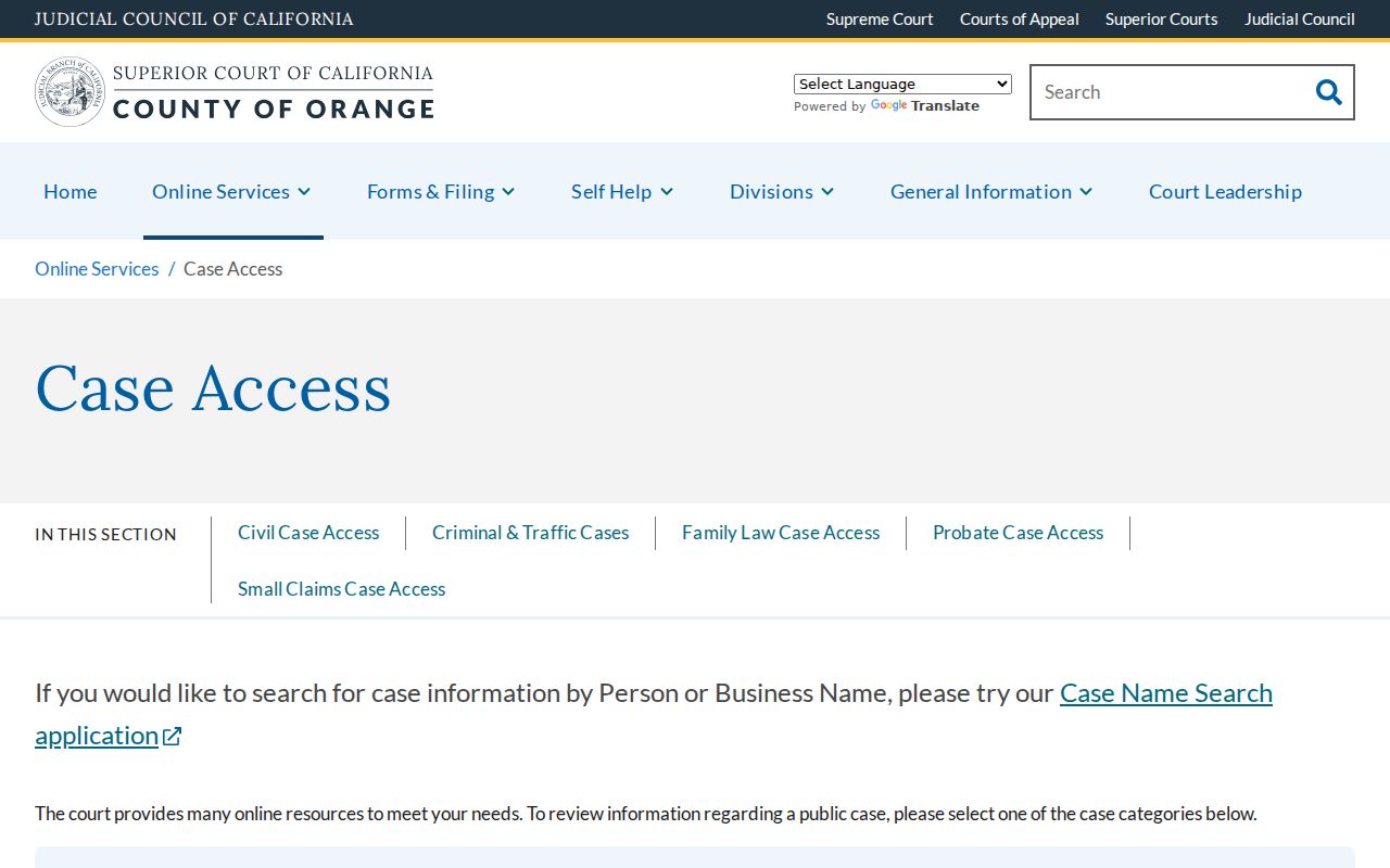 San Juan Capistrano resident lookup Orange County court case access