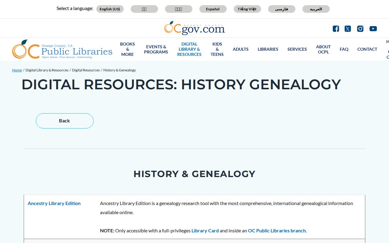 San Juan Capistrano city directory Orange County library history and genealogy resources