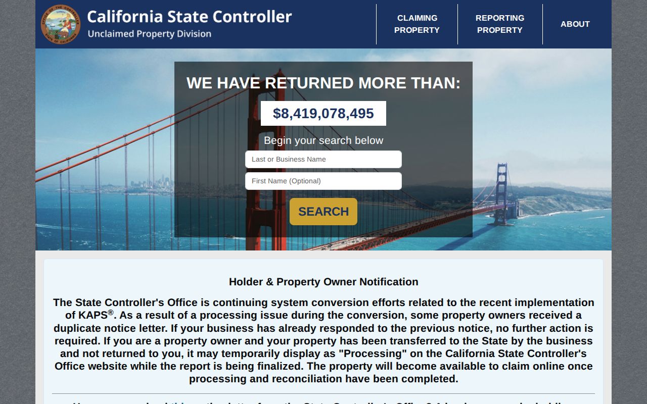 San Juan Capistrano residents directory state unclaimed property search